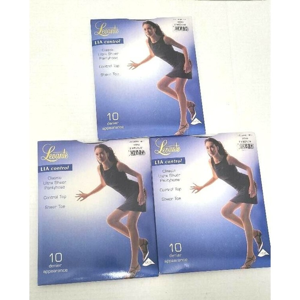 LEVANTE LOT of 3 LIA CONTROL TOP 2 MEDIUM CLASSIC ULTRA SHEER PANTYHOSE …